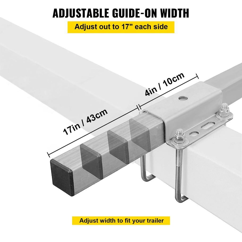 Boat Trailer Guide-on, 46", One Pair Aluminum, Adjustable Width, Complete Mounting Accessories Q87260