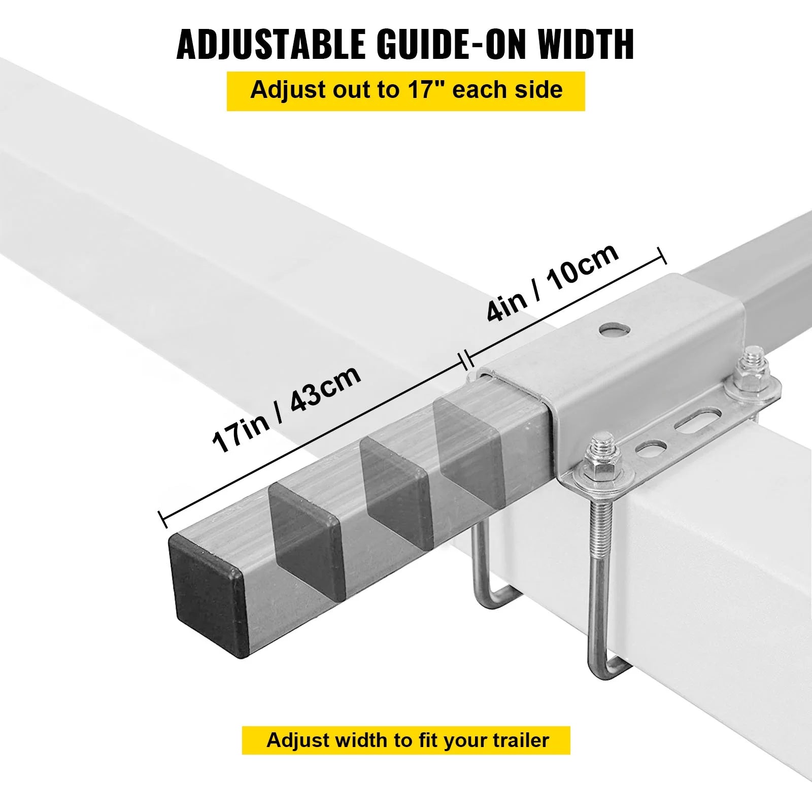 Boat Trailer Guide-on, 46", One Pair Aluminum, Adjustable Width, Complete Mounting Accessories Q87260