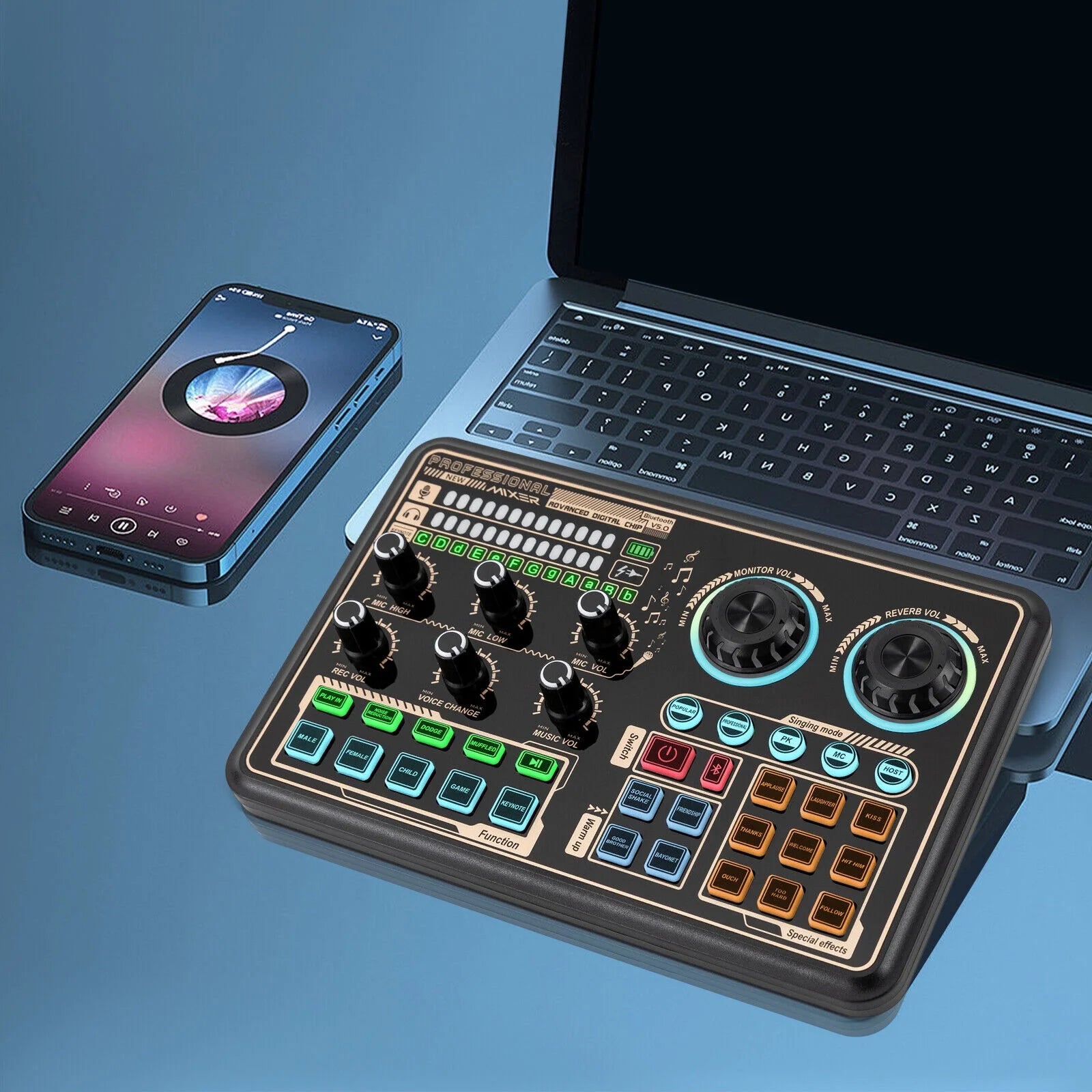 Audio Mixer with Voice Changer and LED Lights O197619