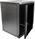 Black 15U Wallmount Server Rack with Locking Glass Door L19076