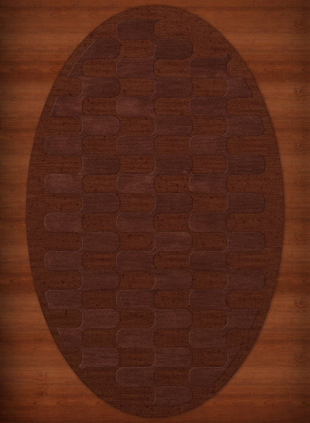 Paprika Grid Waves 3' x 5' Oval Area Rug P391044