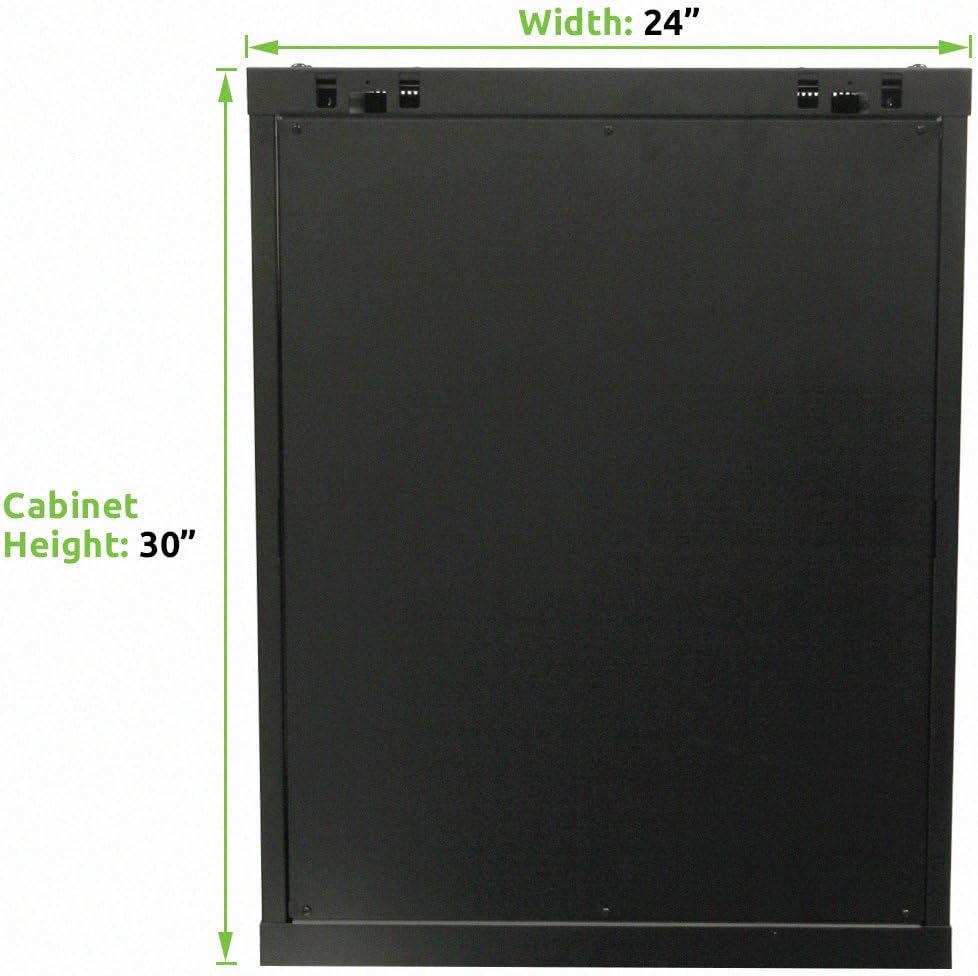 Black 15U Wallmount Server Rack with Locking Glass Door L19076