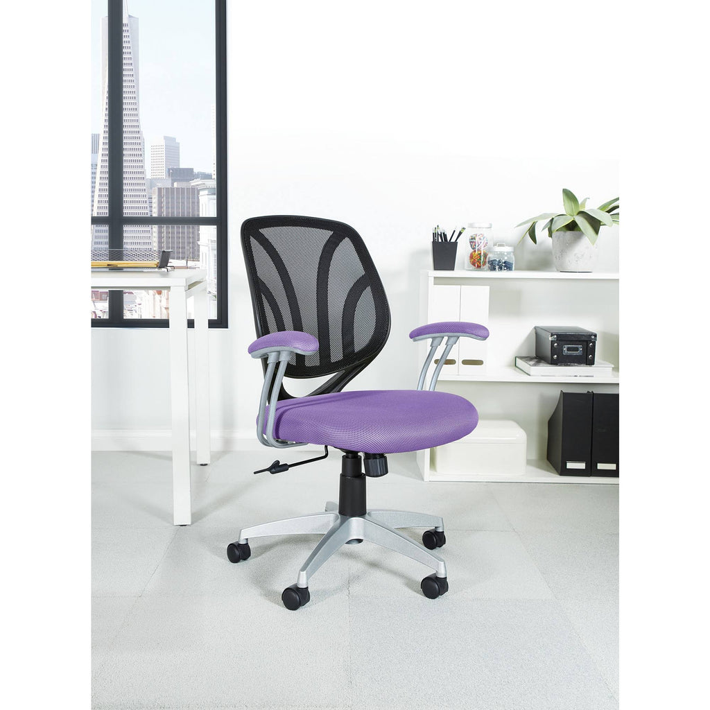 Purple Mesh Screen Back Chair with Silver Coated Arms and Base G95112