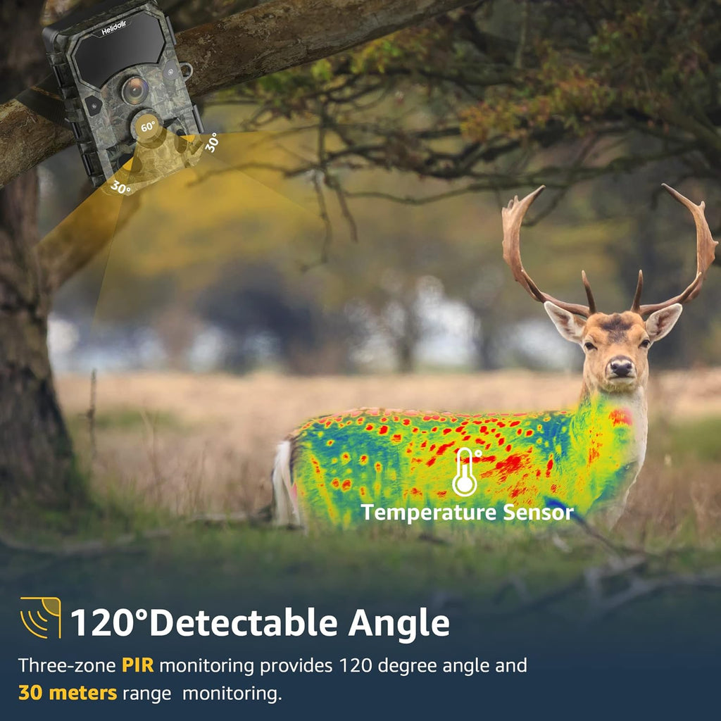 4K 30MP 30FPS Wireless Wi-fi Bluetooth Trail Camera with 120° Angle Night Vision IP66 Waterproof Wildlife Camera A18236