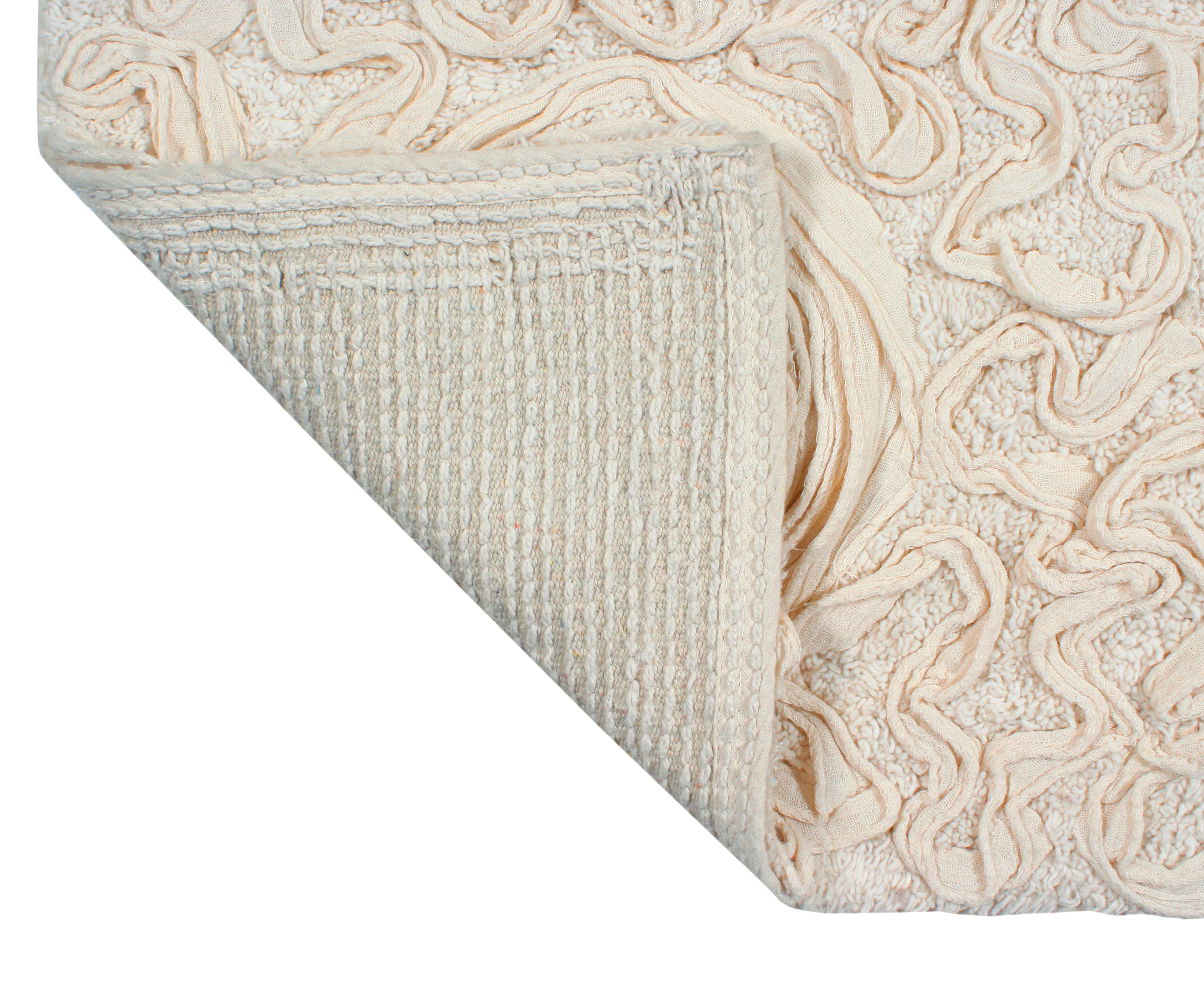 100% Cotton Tufted Bath Rugs 2 Piece Set Ivory F906