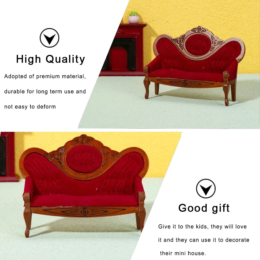 Walnut Color Dollhouse Miniature Sofa X121384