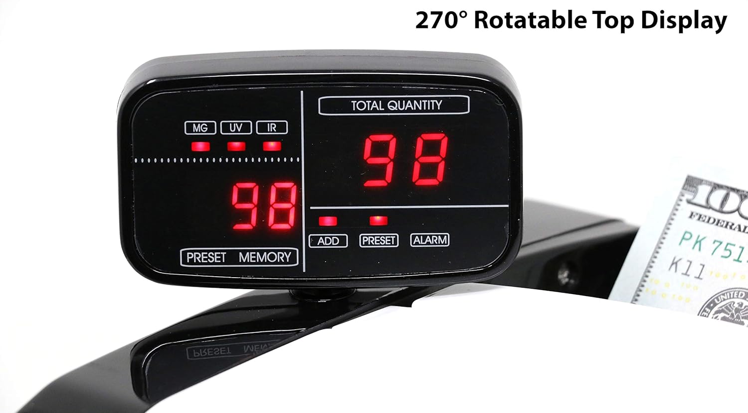 Money Counter with UV/MG/IR Counterfeit Bill Detection External Display A7590