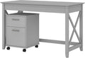 48W Dark Gray Hickory Writing Desk with 2 Drawer Mobile File Cabinet J835392