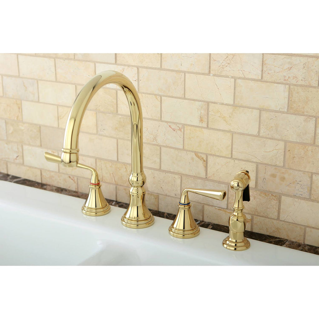 Polished Brass Widespread Kitchen Faucet with Sprayer M5603
