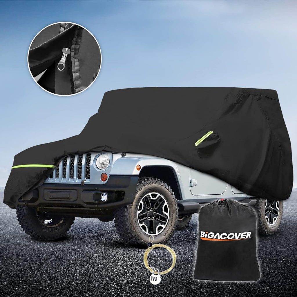 Waterproof 6 Layers SUV Cover with Zipper, Black, Pack of 2 N993