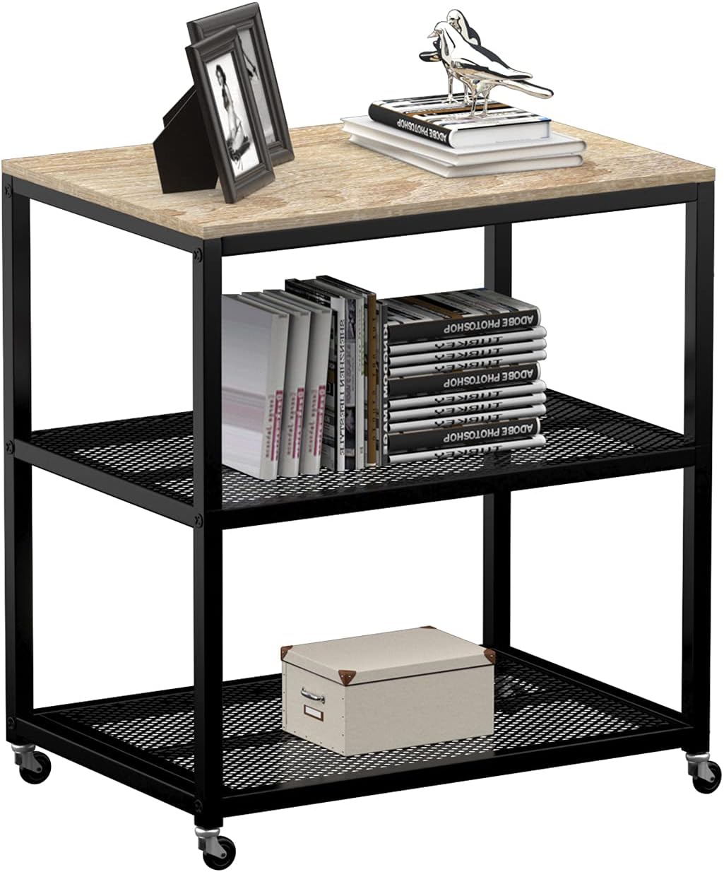 3-Tier Rolling Serving Bar Cart with Storage H340