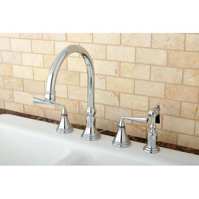 Polished Brass Widespread Kitchen Faucet with Sprayer M5603