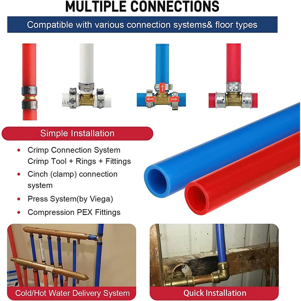 Red 1/2 Inch x 100FT PEX-B Water Tubing Pipe Roll D4565