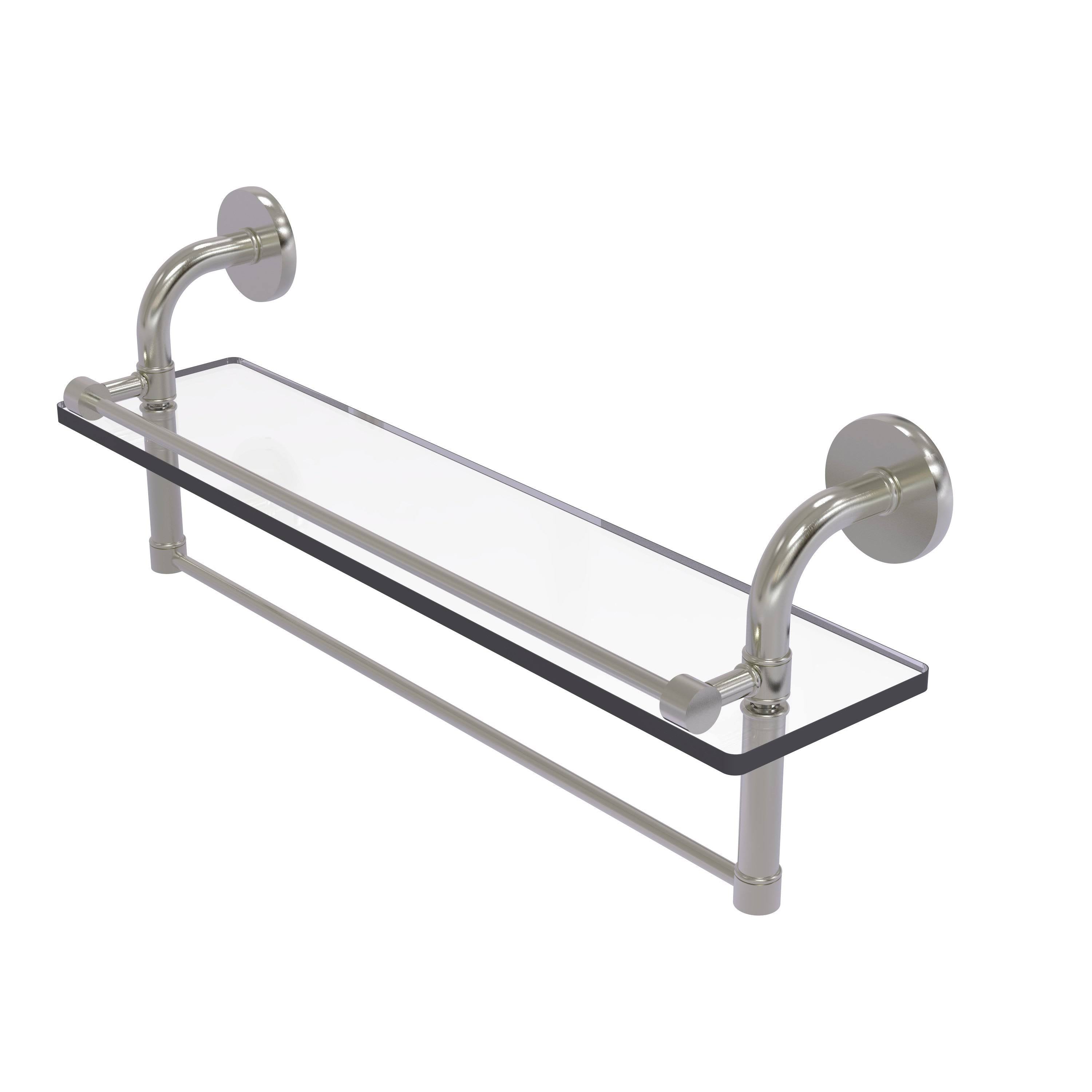 22 in. Gallery Glass Shelf with Towel Bar Satin Nickel U1195