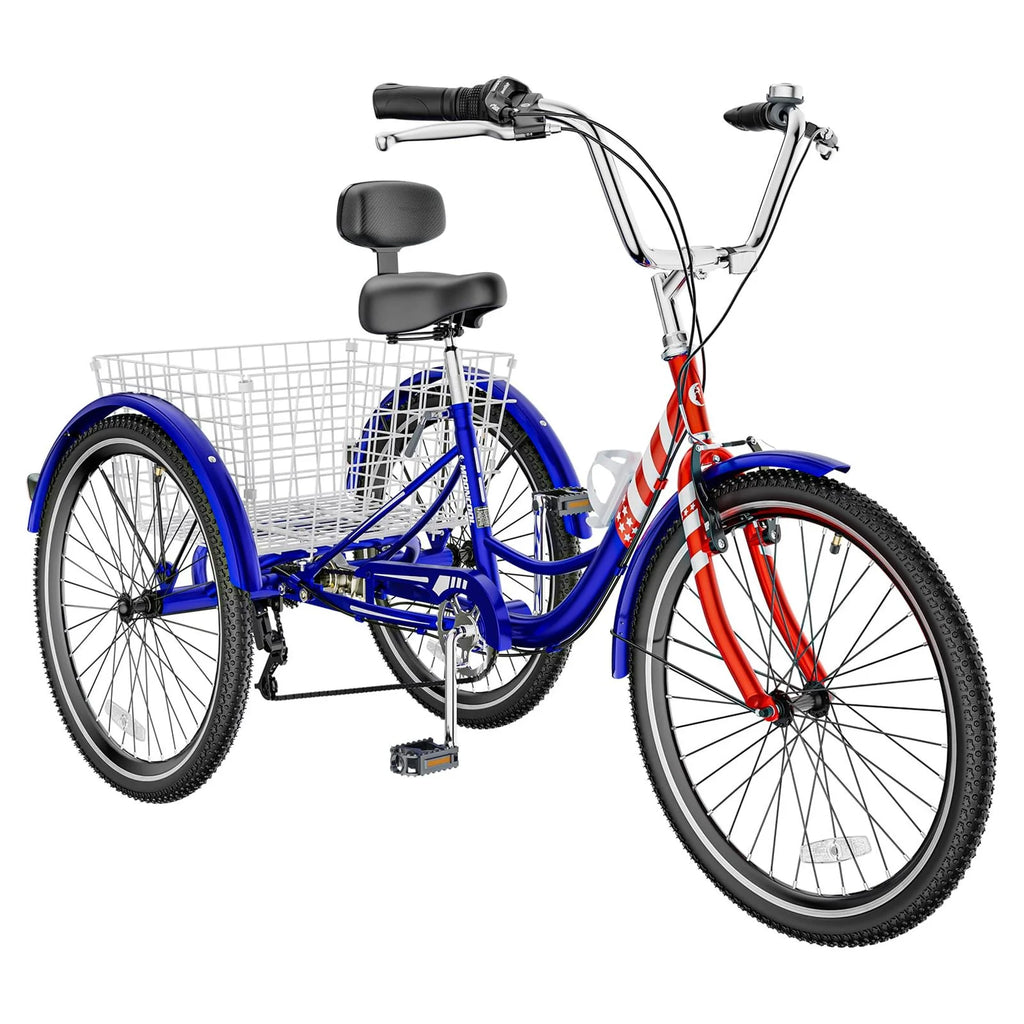 Adult Tricycles 3 Wheel 7 Speed 20 inch with Big Basket I876470