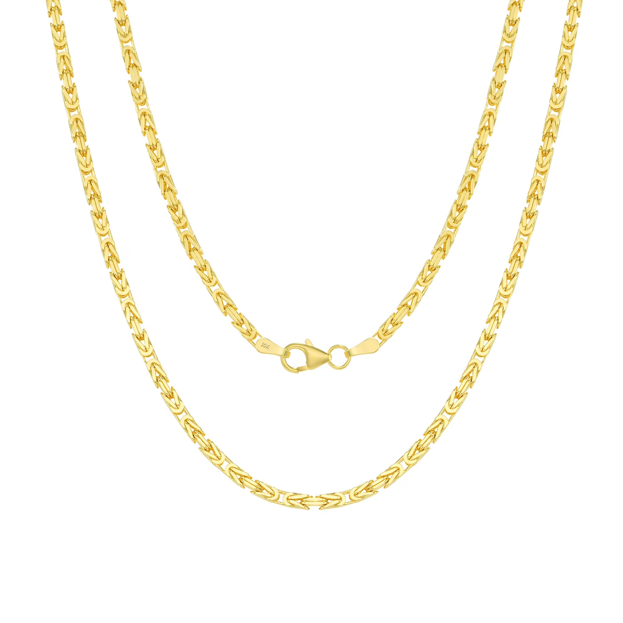10K Yellow Gold Byzantine Link Chain Necklace X1212