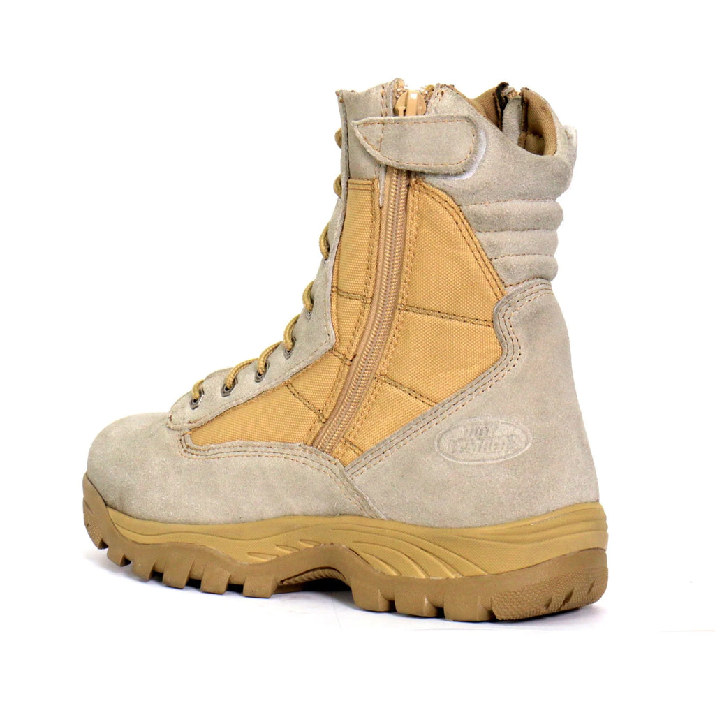 Tan Leather Lace Up Boots with Zippers I46912