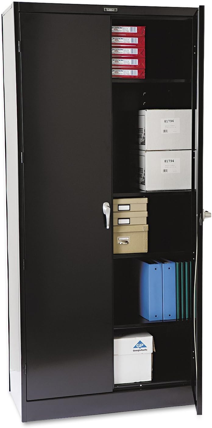 Black Steel Storage Cabinet with 4 Adjustable Shelves R842