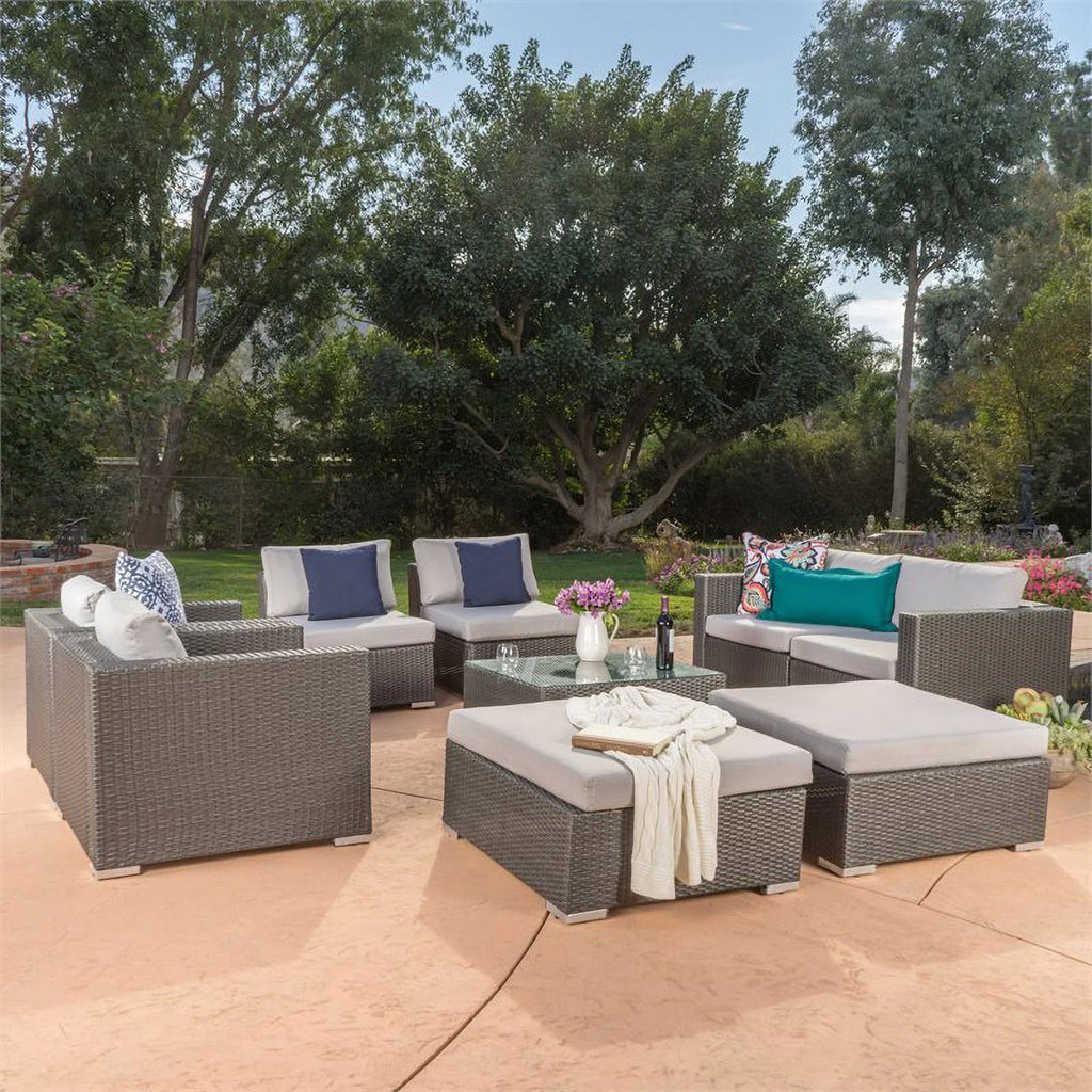 Grey Wicker Sectional with Aluminum Frame K18683