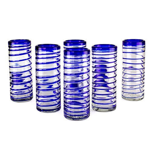 Cobalt Spiral Highball Glasses Set of 6 W591067