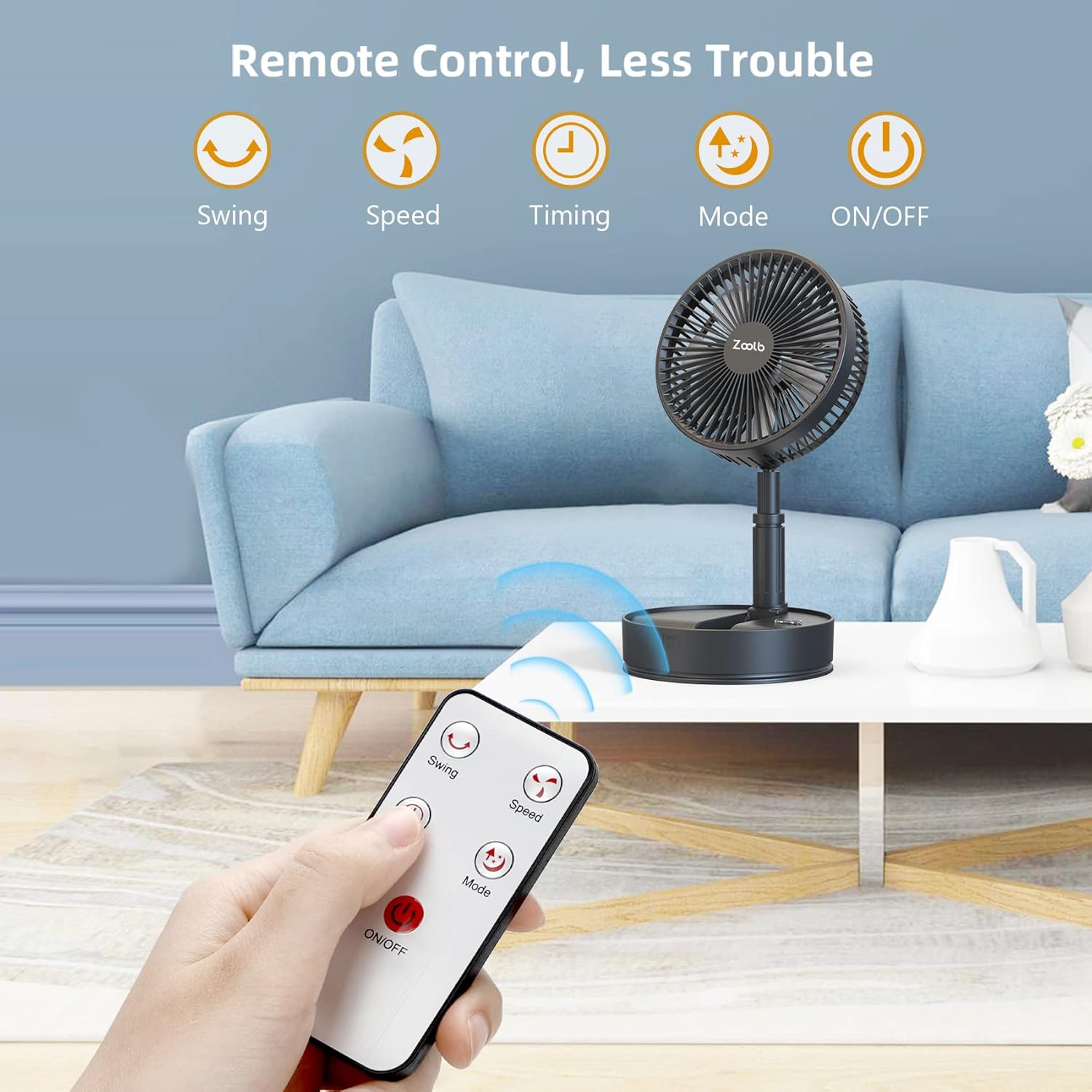 7200mAh Rechargeable Oscillating Fan with Remote Control K6822