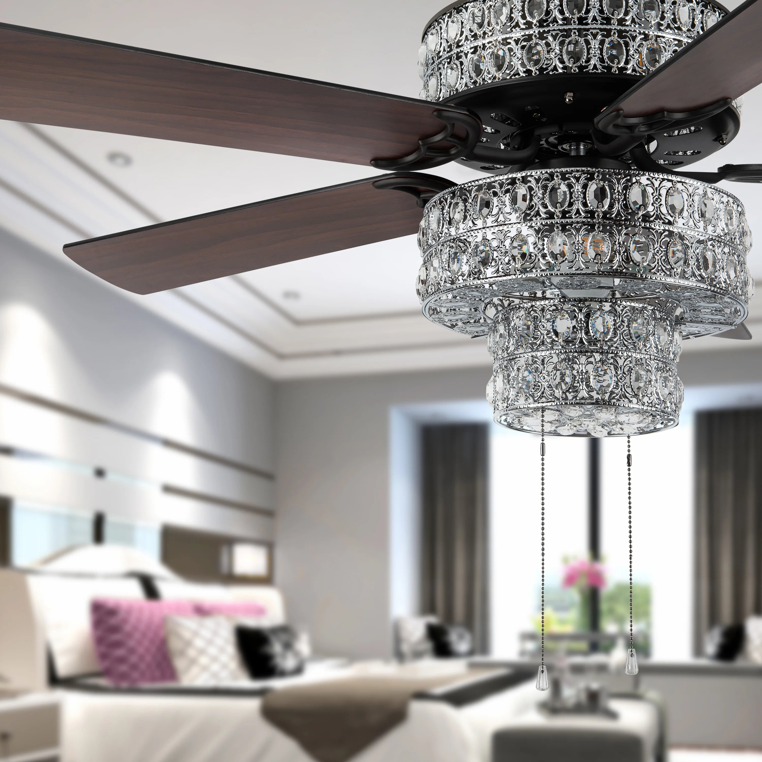 52" Crystal LED Ceiling Fan with Light K8150