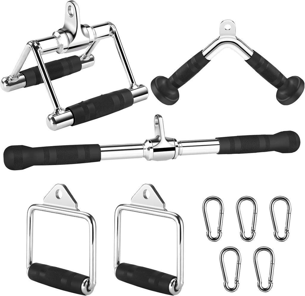 Gym Cable Attachments Double D Row Handles Tricep Rope V Shaped Bar Rotating Straight Bar L9669