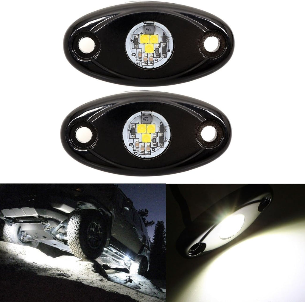 White 12Pods LED Rock Lights Kit with Switch Wire Harness H87187