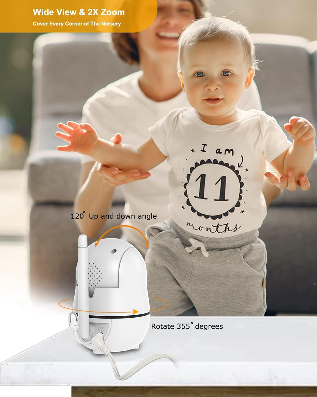 Baby Monitor with Camera and Audio, 3.2'' LCD Screen, Infrared Night Vision, Two Way Audio U58824