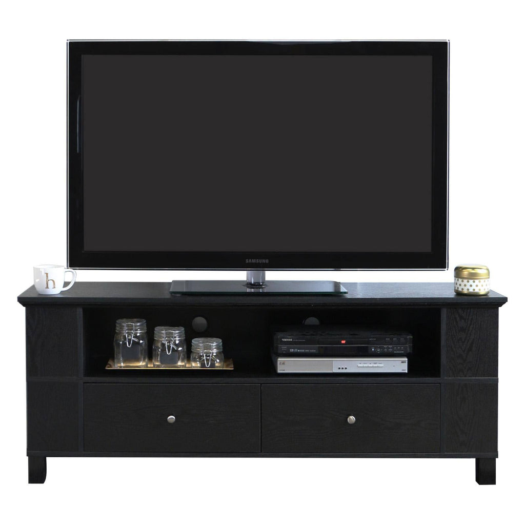 Black Wood TV Console with Storage T830152