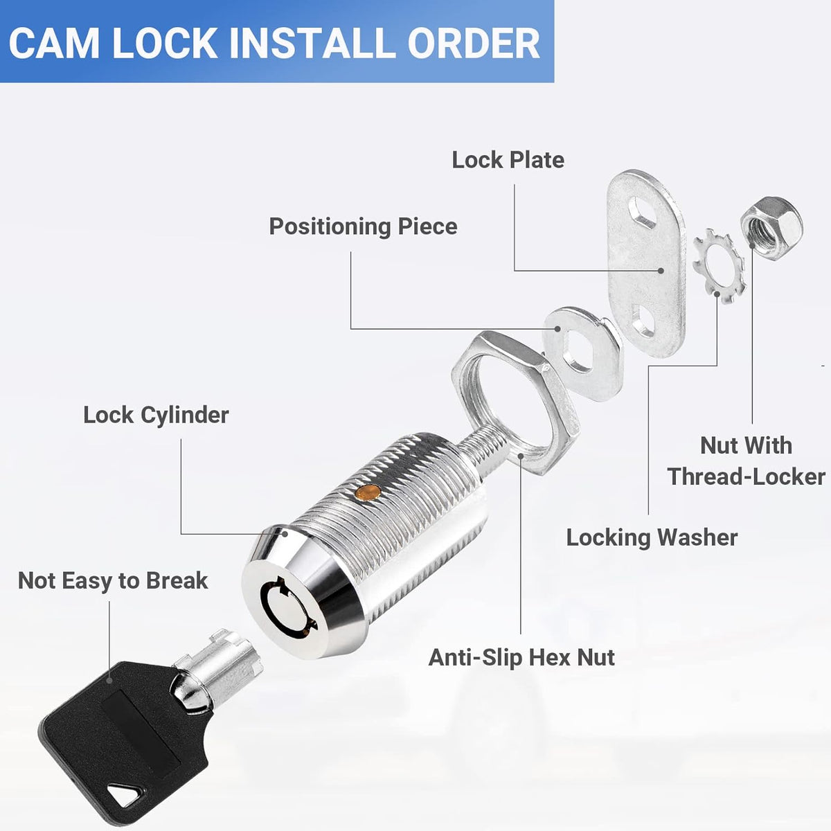 1-1/8 Inch Chrome Tubular Cam Lock 6 Pack D770830