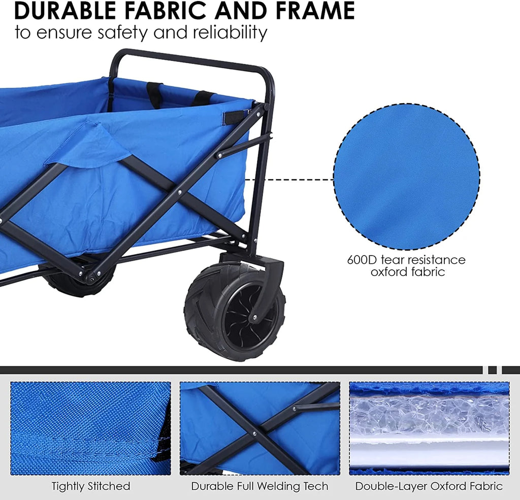 Folding Garden Cart Utility Wagon with Big Wheels Y8063