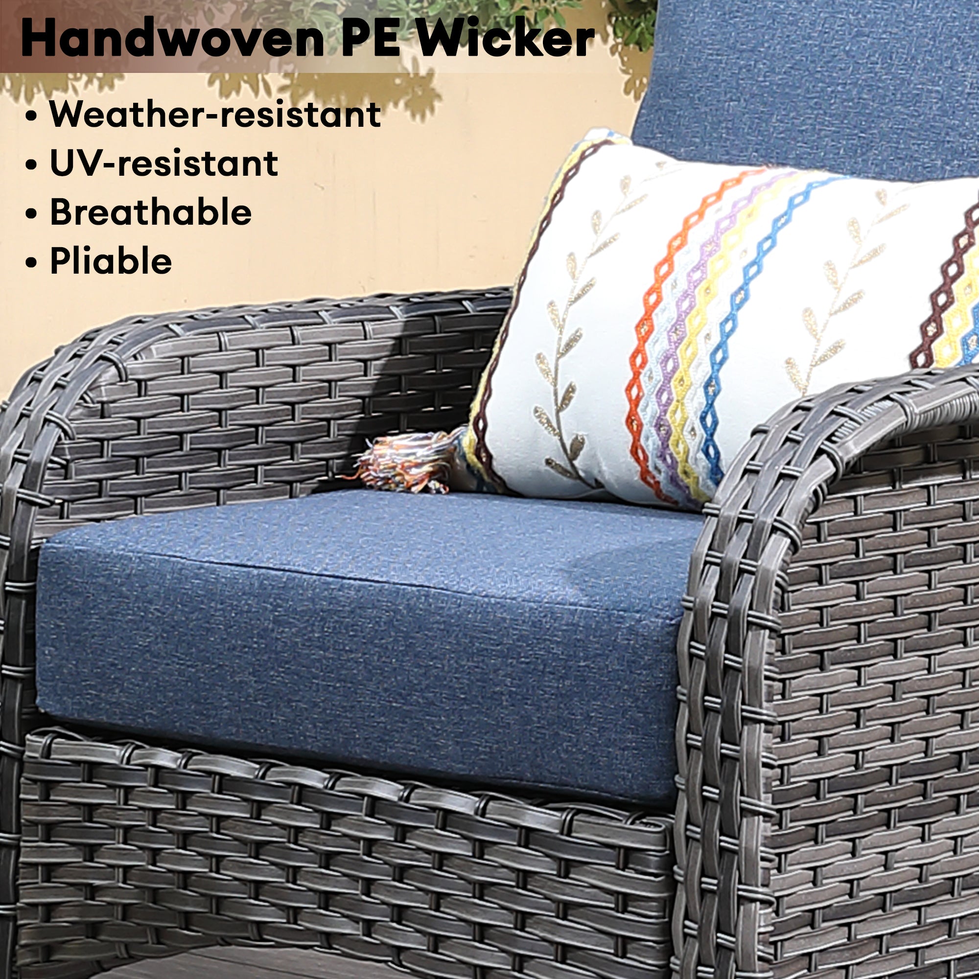 4 Pieces Outdoor Wicker Sectional Couch with Cushions V959