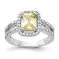 Sterling Silver Rhodium-plated Cushion-cut CZ Halo Ring C5423