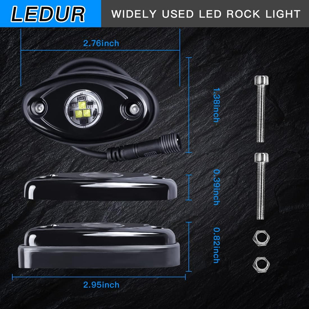 White 12Pods LED Rock Lights Kit with Switch Wire Harness H87187