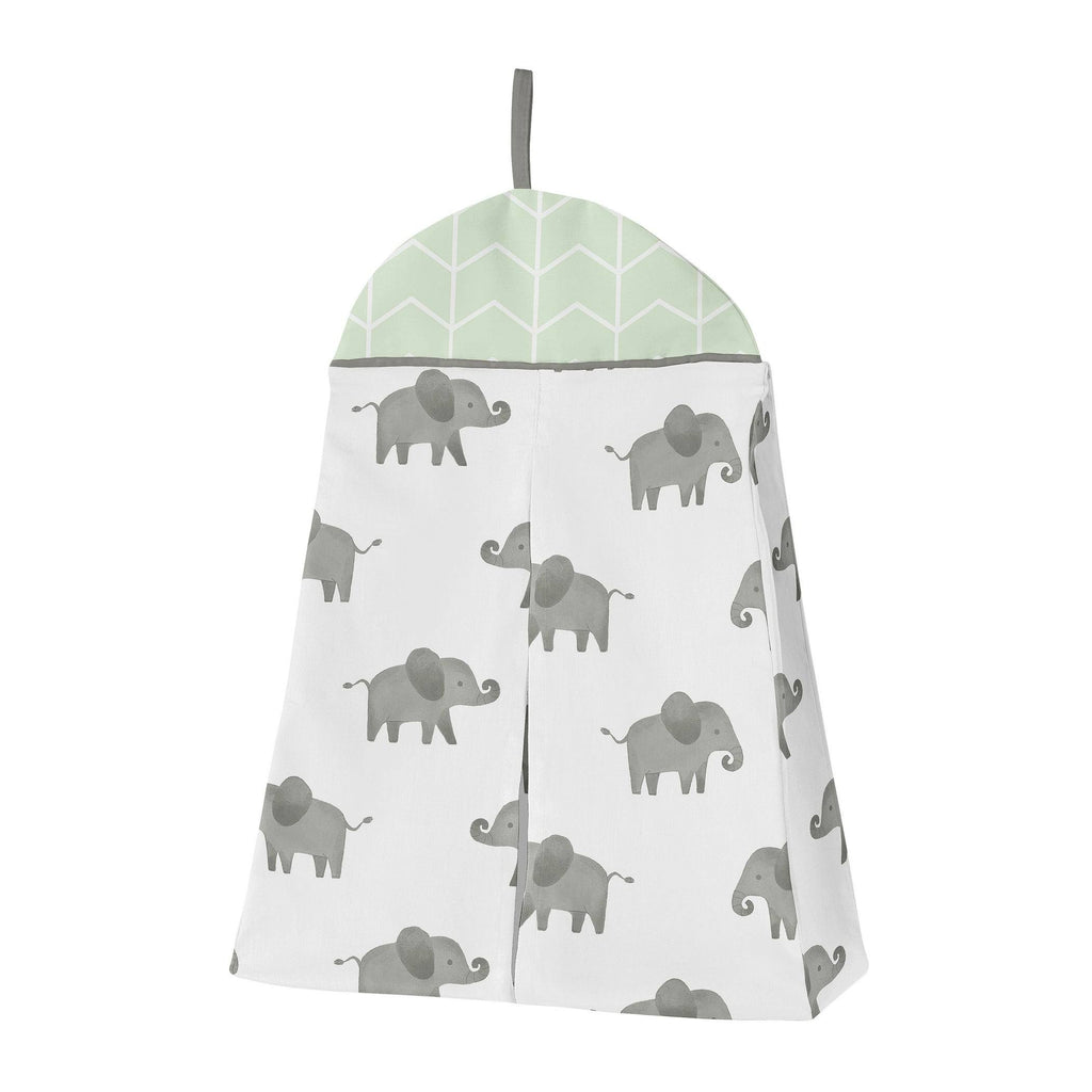 Mint Elephant Safari Crib Bedding Set - 5 Pieces - Green Grey and White Watercolor I18690