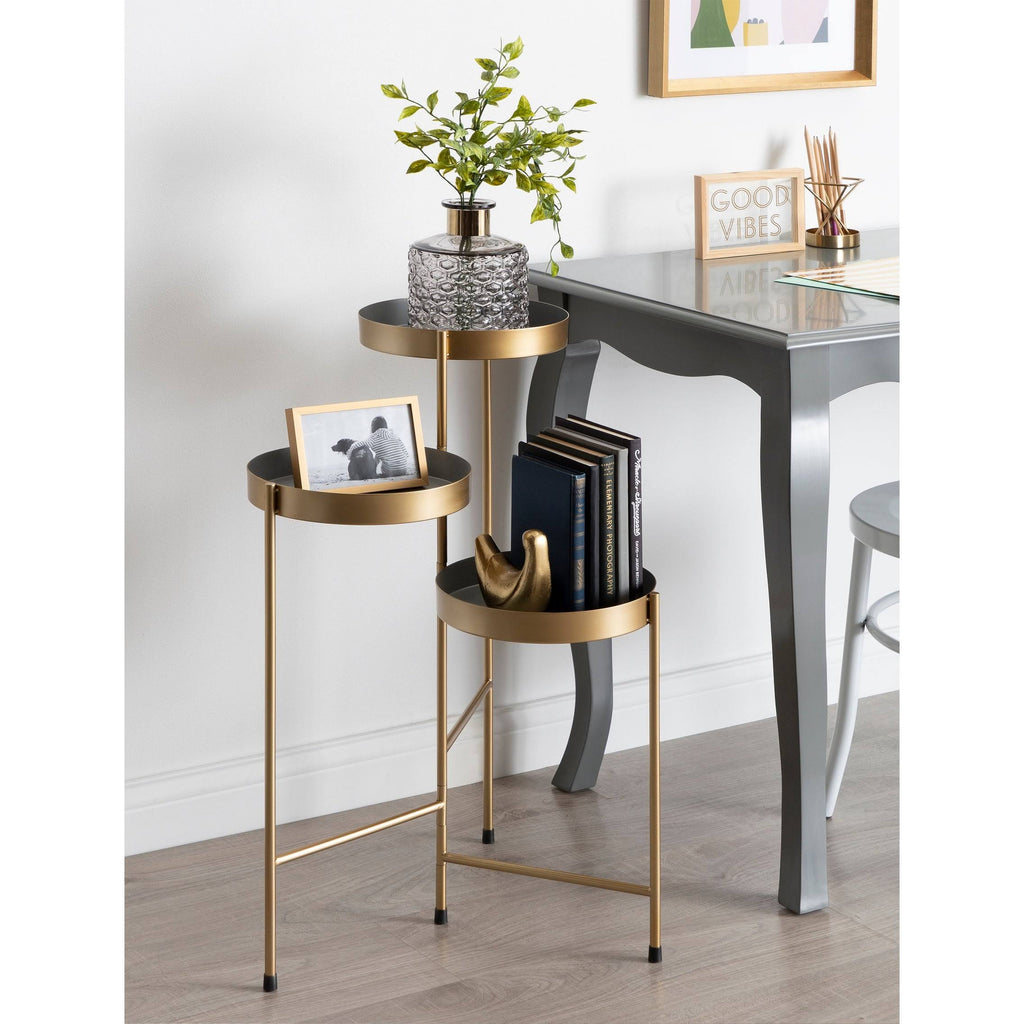 Navy Blue Metal Tri-Level Plant Stand T7610