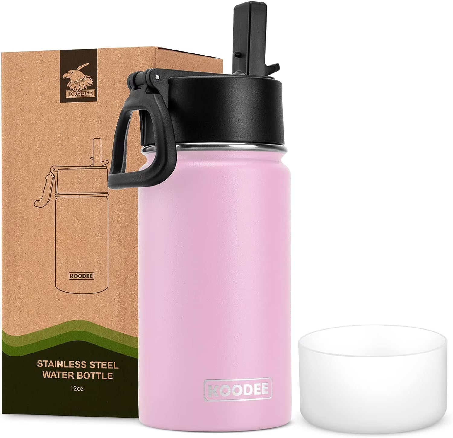12 oz Stainless Steel Insulated Water Bottle with Straw P53029
