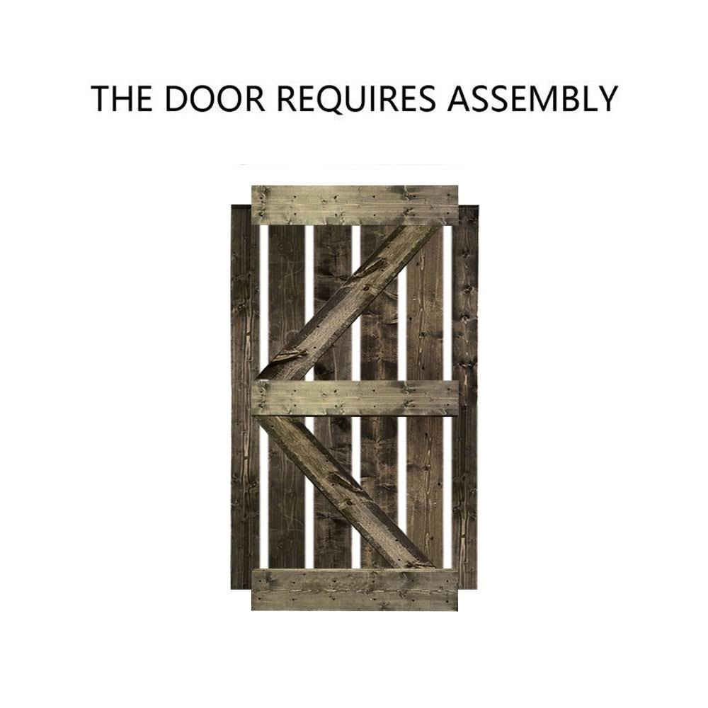 Carbon Gray Solid Pine Wood Interior Sliding Barn Door Y931538