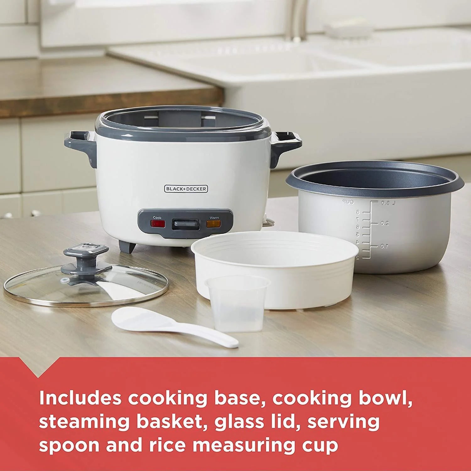 16-Cup Rice Cooker and Food Steamer, White I56114