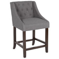Dark Gray Tufted Walnut Counter Height Stool T192904
