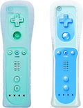 Light Blue Wii Remote Controller 2 Pack with Silicone Case and Wrist Strap L9808
