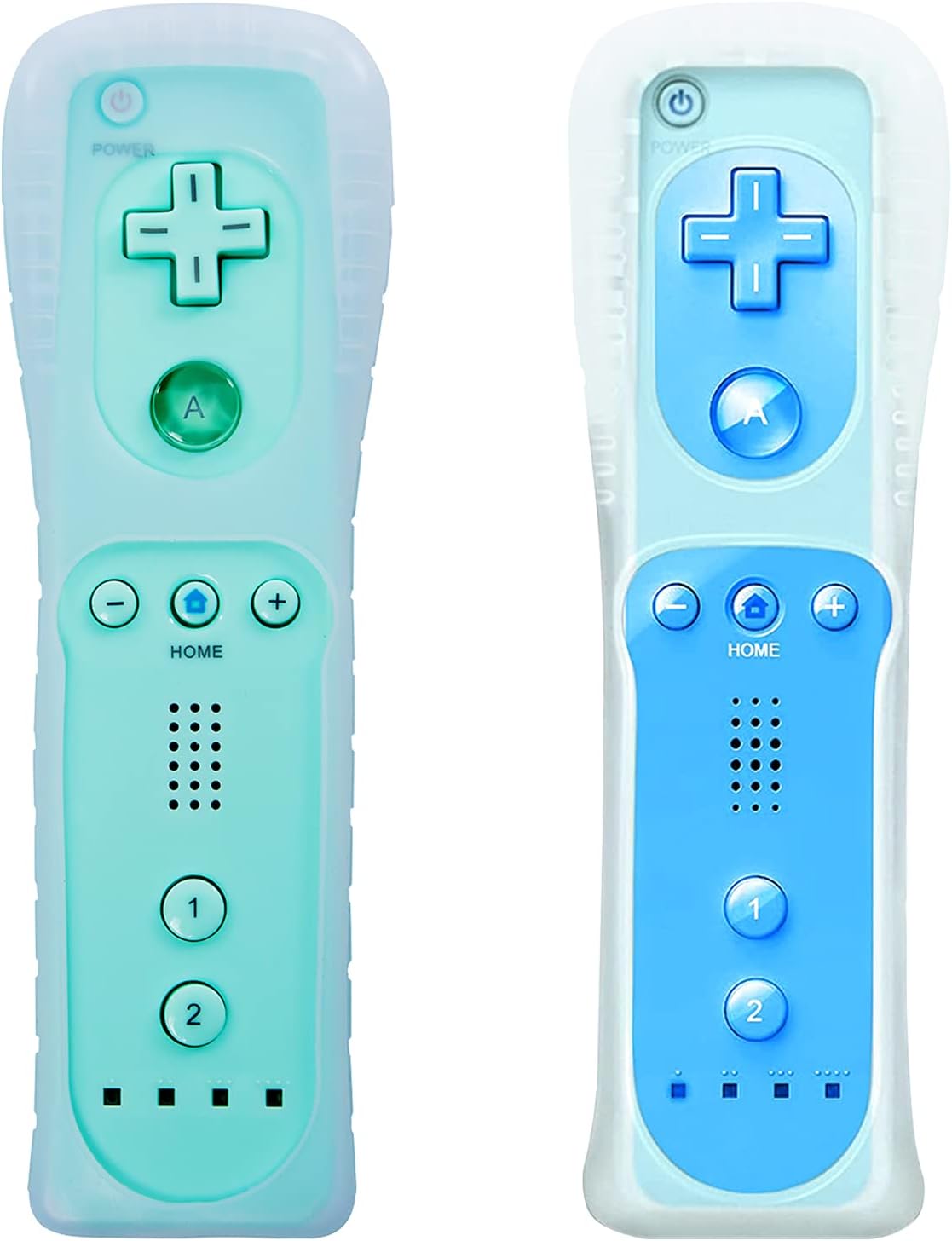 Light Blue Wii Remote Controller 2 Pack with Silicone Case and Wrist Strap L9808