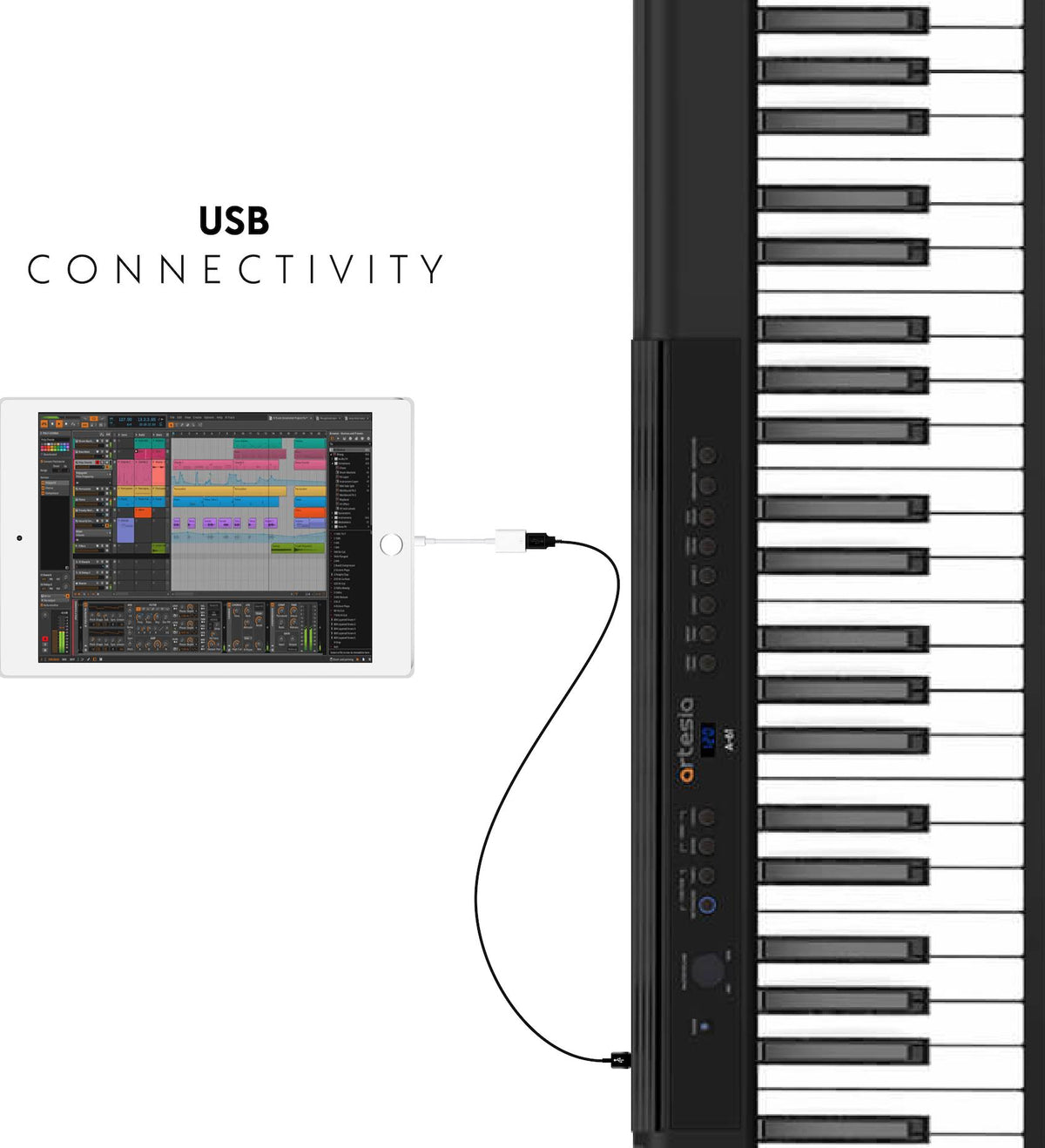 61-Key Digital Piano with Headphones & Sustain Pedal F7549