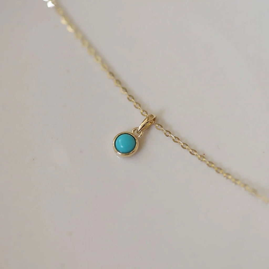 Blue Turquoise Gold Filled Sterling Silver Necklace X155