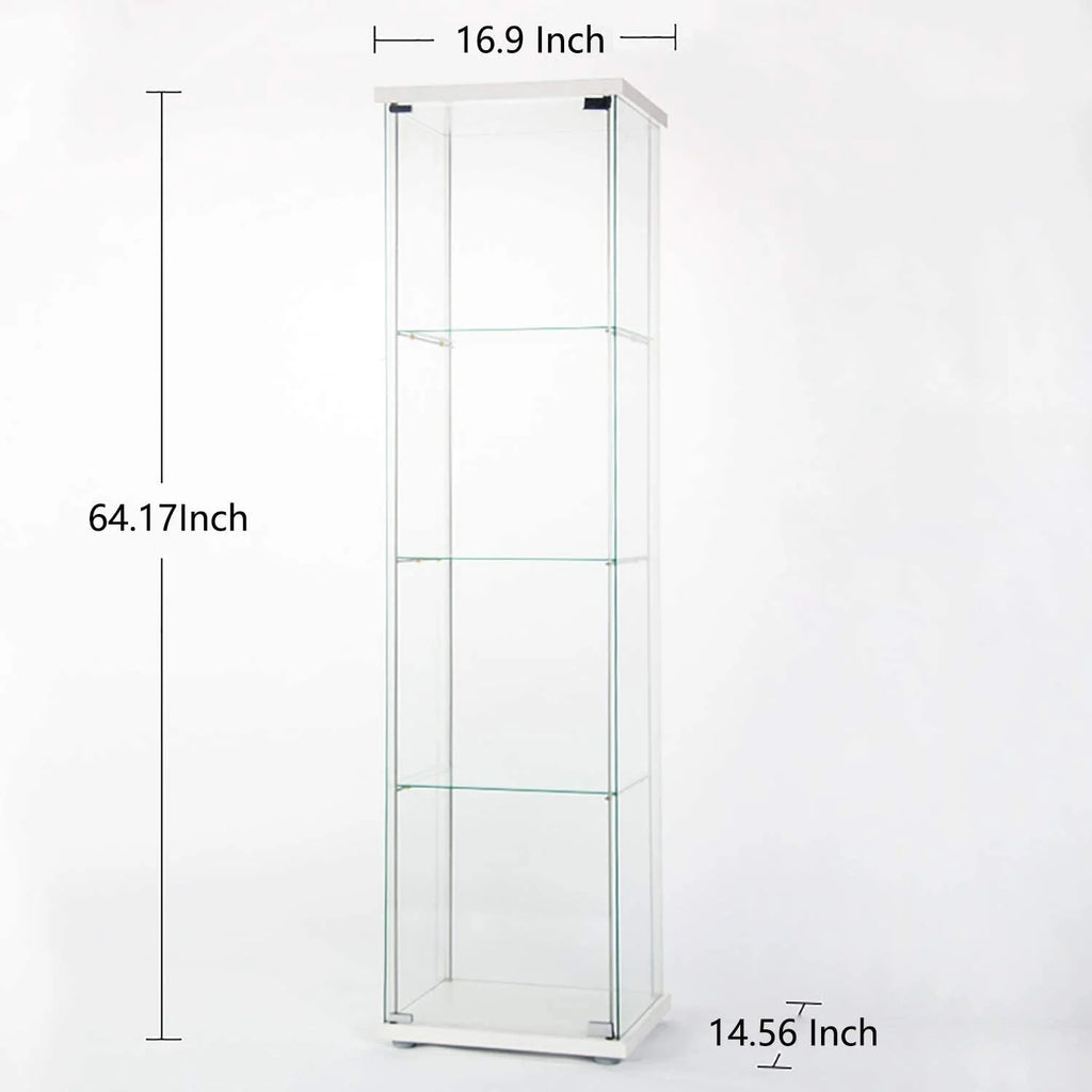 White Glass Display Cabinet with 4 Shelves S452854