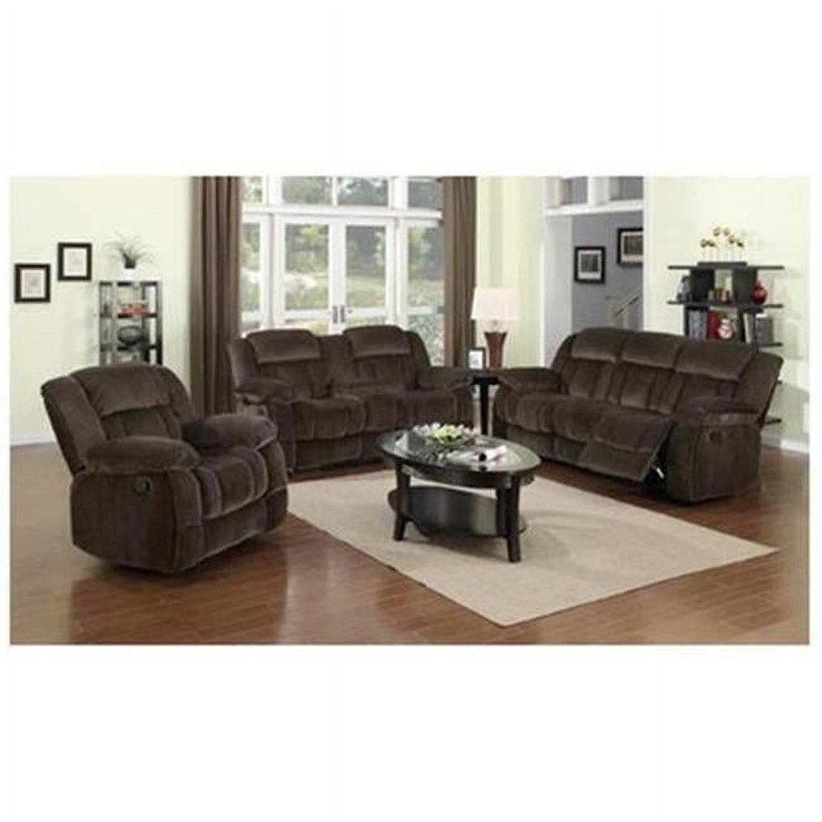 3 Piece Reclining Living Room Set Cocoa brown Q44592