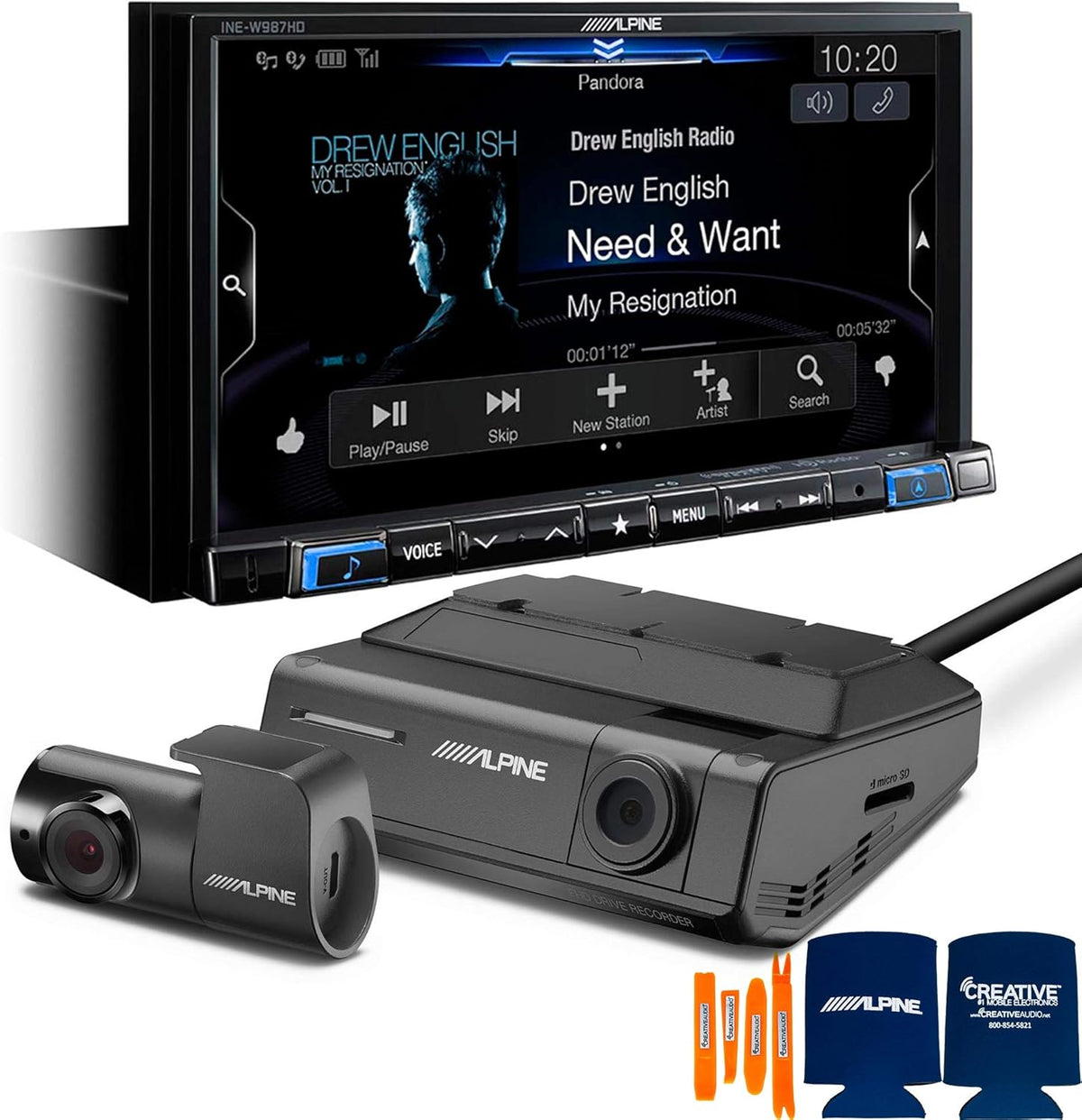 Digital Media Navigation Receiver with Windshield Mount Dashcam S977