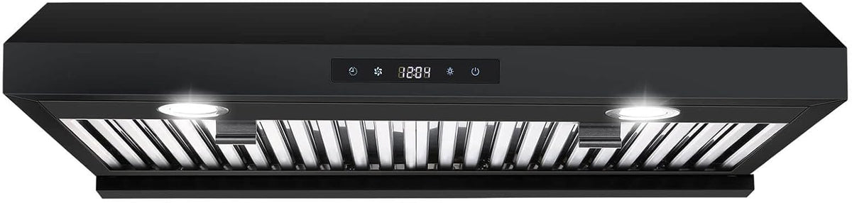 Black 30 inch Ducted Under Cabinet Range Hood with 600 CFM Touch Control Panel Q10258