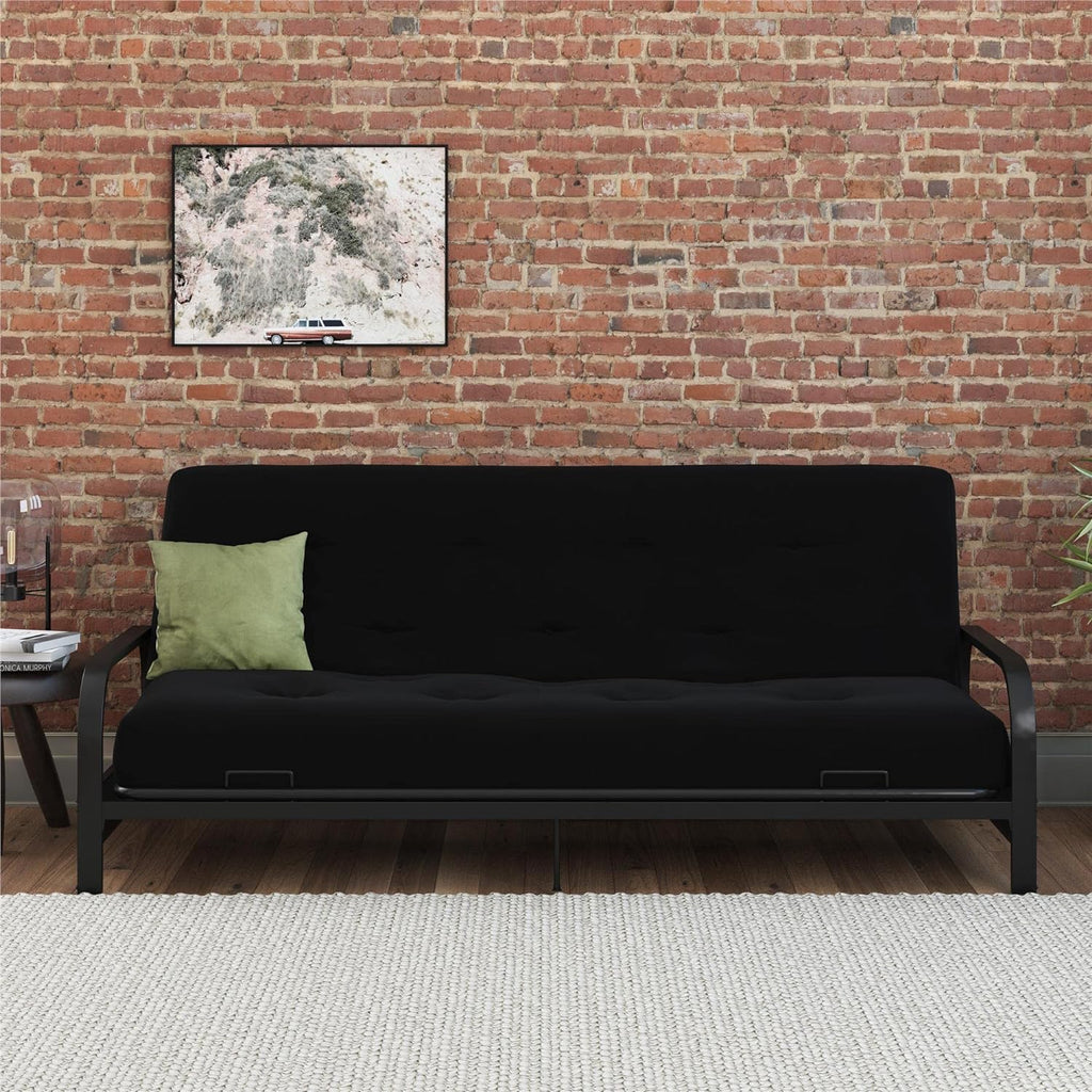 8-Inch Pocket Spring Coil Futon Mattress, Polyester Linen, Full, Black J66317